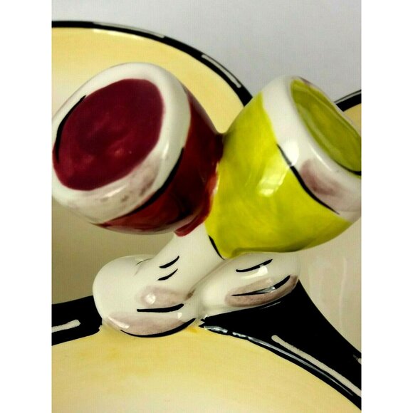 Clay Art Wine Cheese Condiment Dip Dish Server Ceramic Appetizer Entertaining Ho - Picture 2 of 9